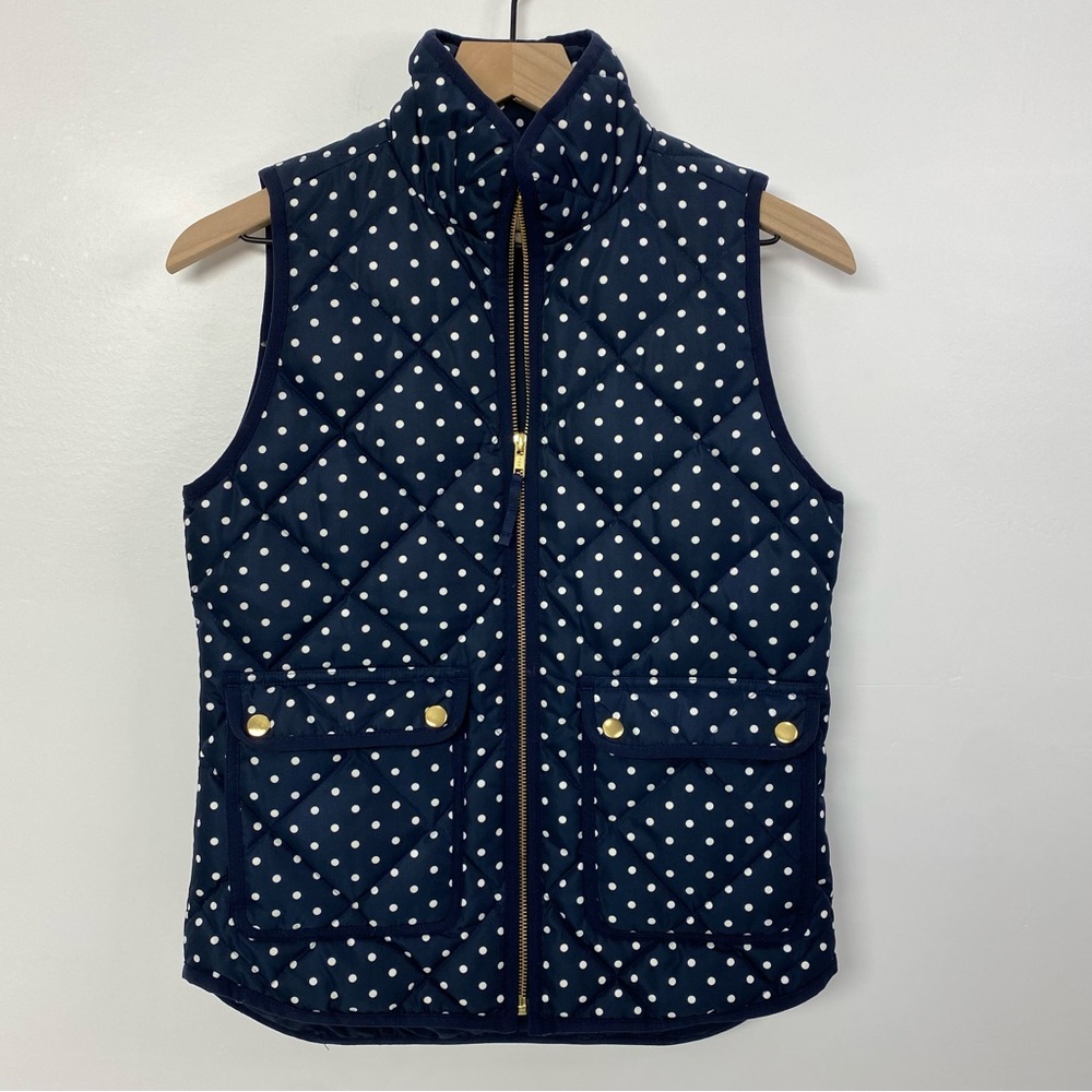 J Crew Puffer Vest XXS Navy/Gold